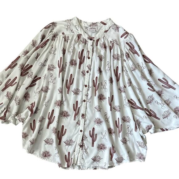 ARIAT Long Sleeve Button Up Cactus Dessert Top Multicolor Size Large - Picture 12 of 12